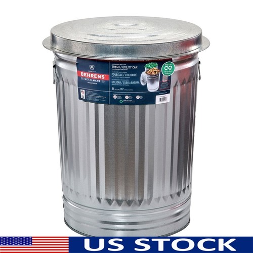 Galvanized steel trash can - steel,