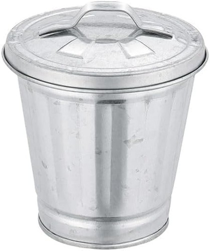Silver mini galvanized trash - silver,