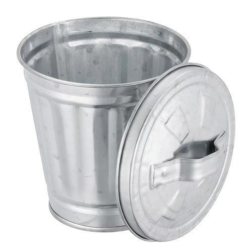 Silver mini galvanized trash - silver,