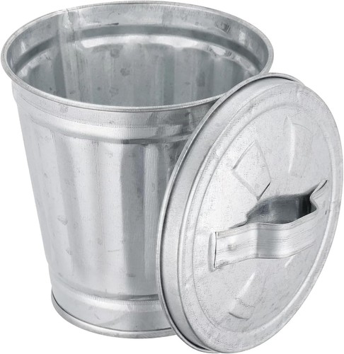 Silver mini galvanized trash - galvanized,